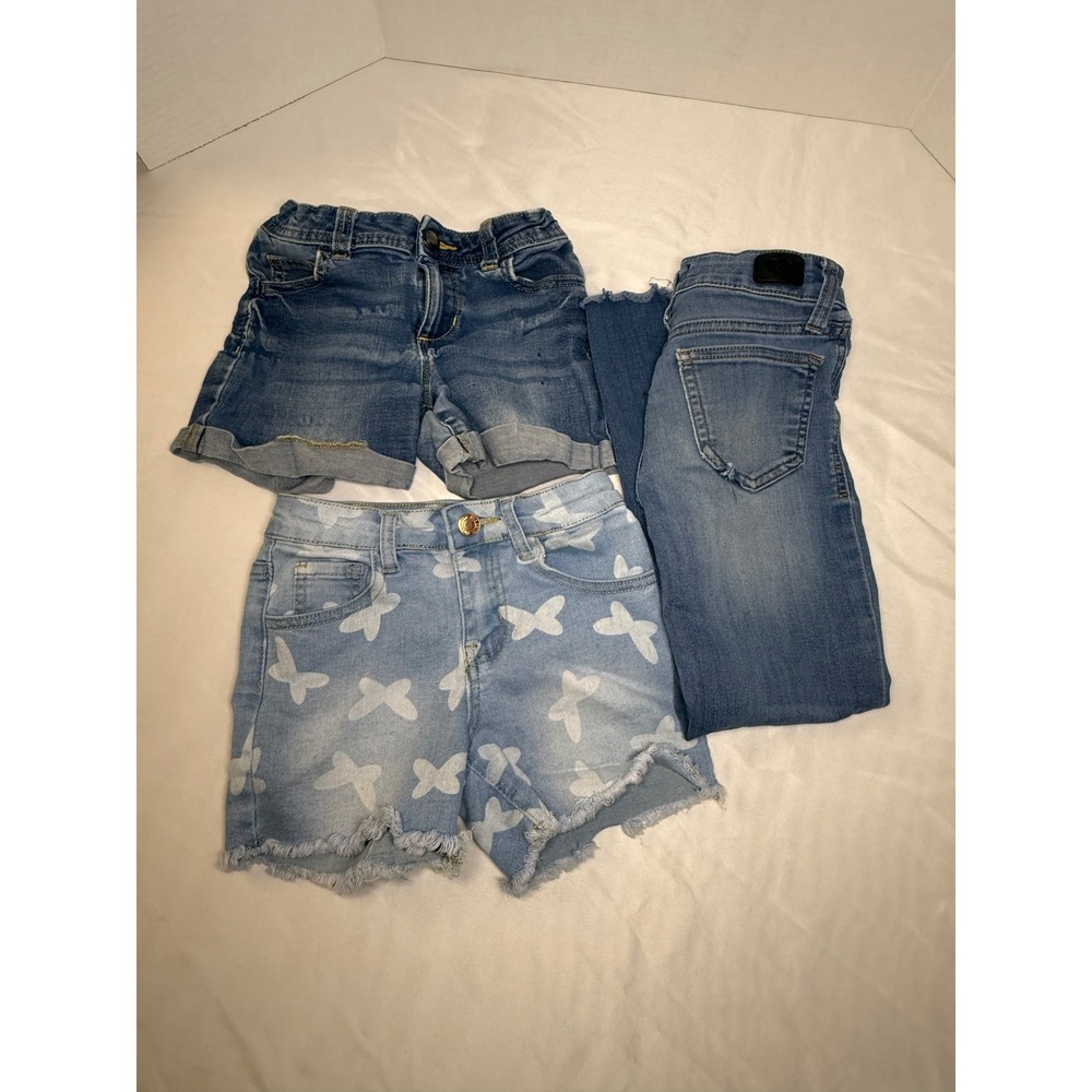 Girls Size 7 Jeans & Denim Shorts Bundle Celebrity Ink Wonder Nation 3 Piece lot